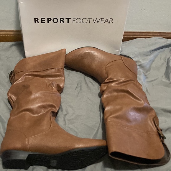 REPORT FOOTWEAR Tan Knee-high vegan leather boots size 8.5 - Picture 2 of 5